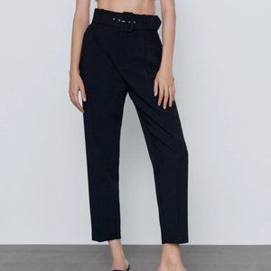 Black culottes with belt.